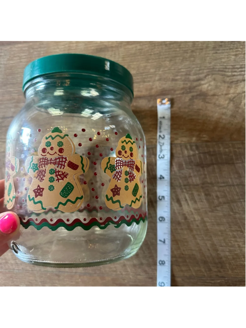 Vintage Anchor Hocking Gingerbread Cookie Jar 1980s Christmas Glass Canister